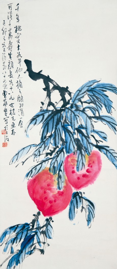 曹简楼  寿桃立轴 78×48CM
