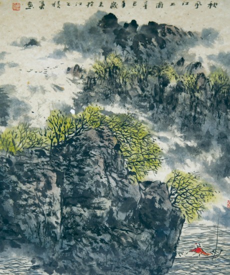 罗积业 山水镜框 50*40cm