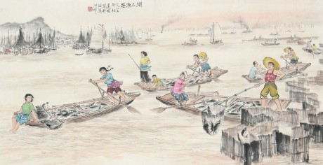 迟明 渔乐图单片 95*48cm