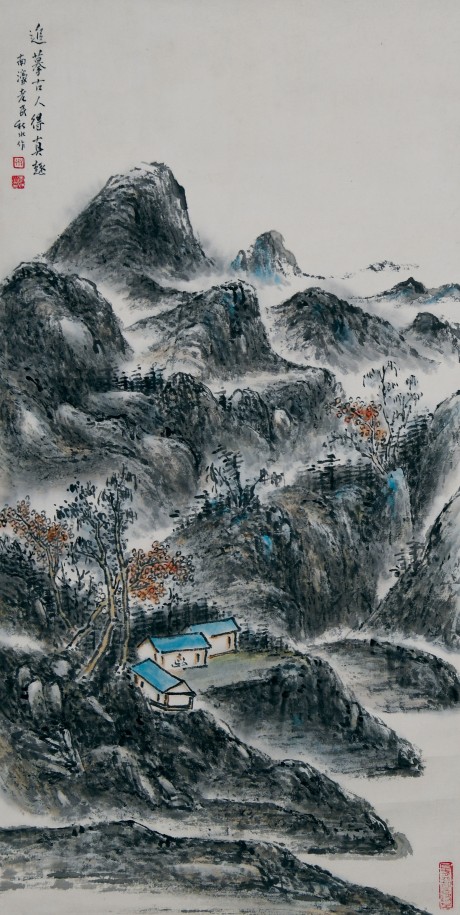 李秋水 山水立轴 68*34cm