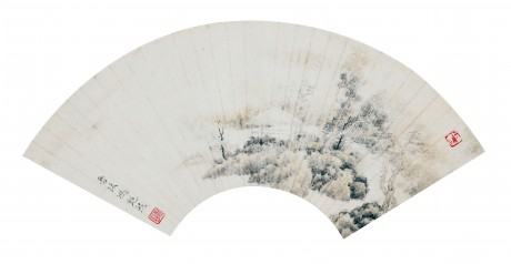 冯超然  山水扇面 52*18cm