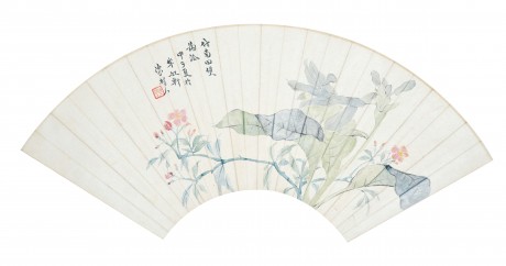 陈树人 花卉扇面 55*20cm