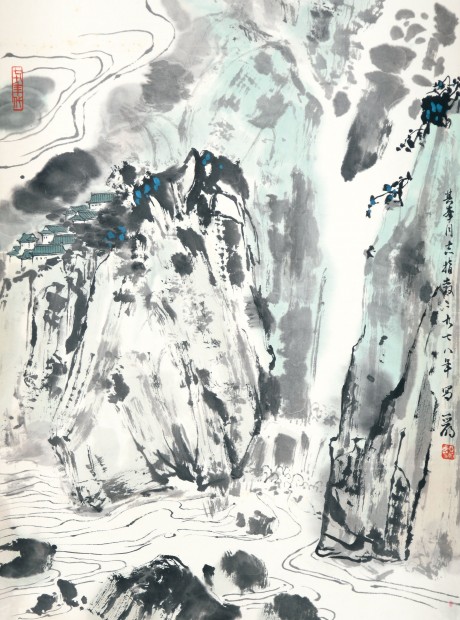 亚明  山水立轴 45*34cm