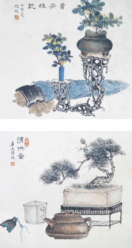 陆诙 清供立轴 32*29cm*2