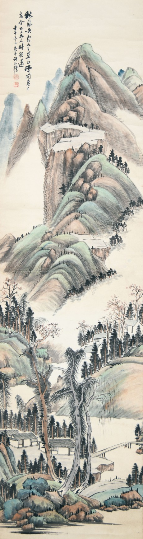 许孙穆 山水立轴 162*44cm