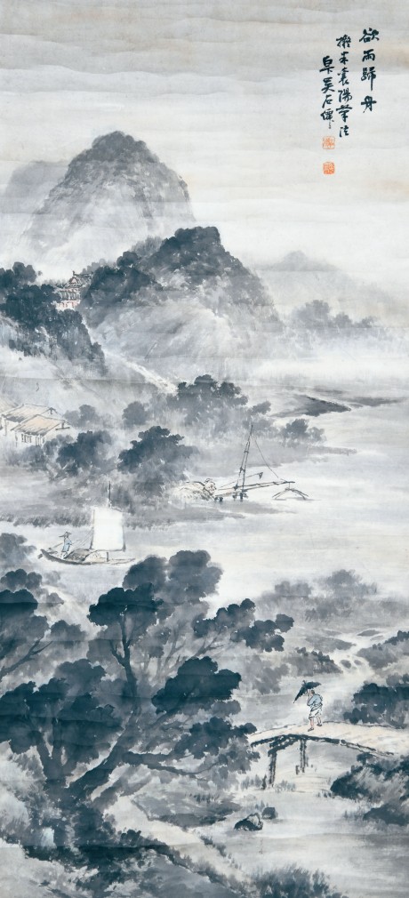 吴石仙 山水立轴 96*44cm