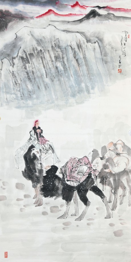 李山  山水镜片	136*68cm