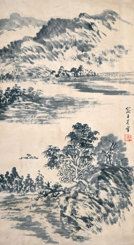 俞子才 山水立轴 73*41cm