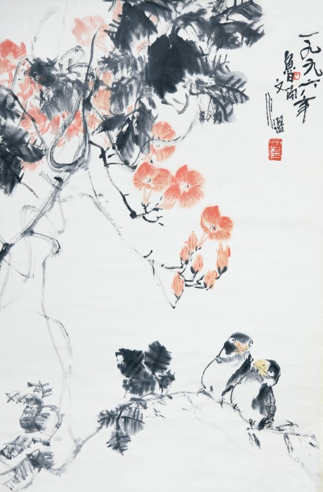 江文湛 花鸟立轴 69*44cm