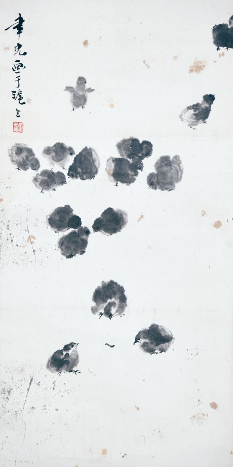 张聿光  小鸡立轴	68*34cm
