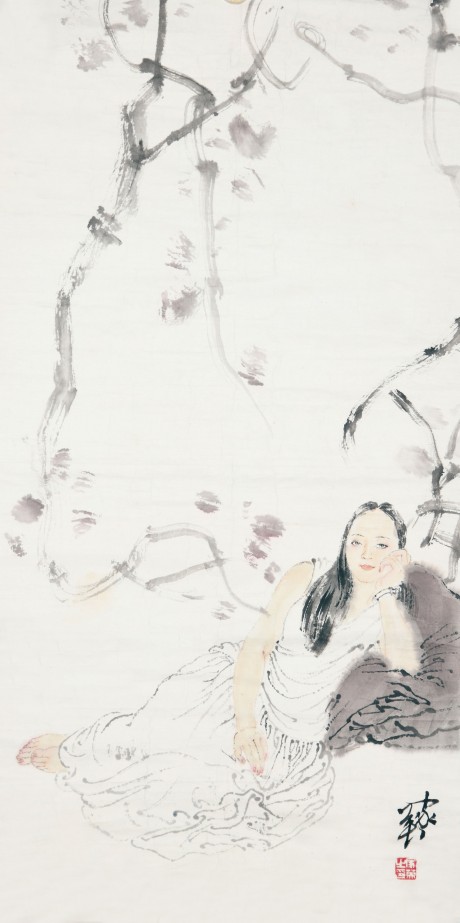 何家英   人物镜片 56*33cm