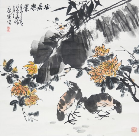 康宁  花鸟镜片  68*68cm