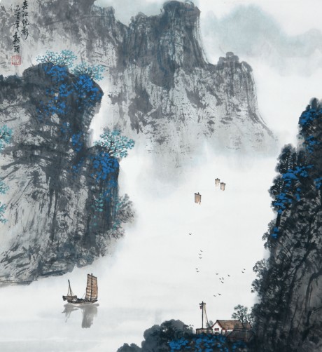 魏镇  山水立轴	53*47cm