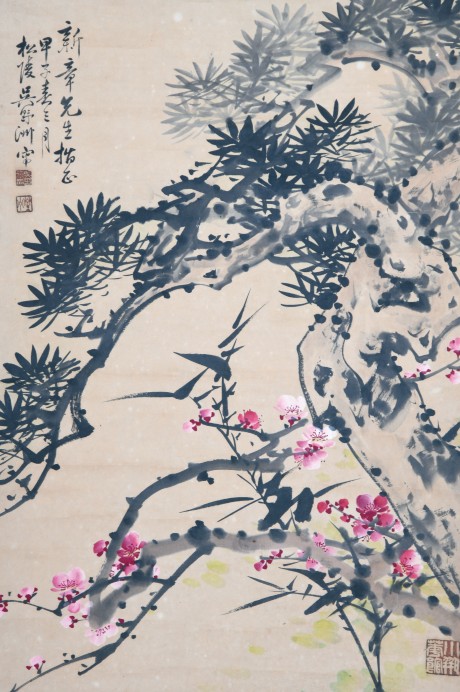 吴野洲  梅花立轴	68*45cm