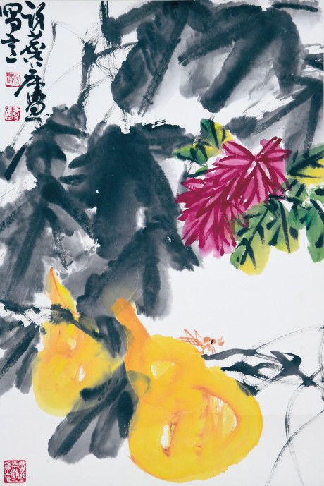 许麟庐 花卉镜片 65*44cm