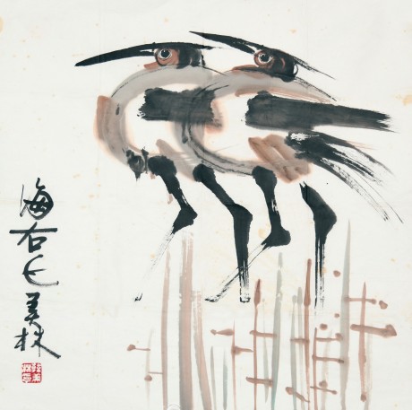 韩美林  鸟单片	68*68cm