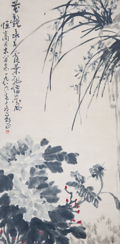 郑正 兰草立轴 136*68cm