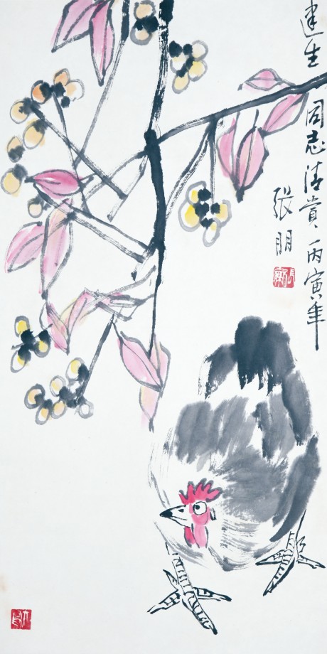 张朋 花鸟立轴 67*35cm