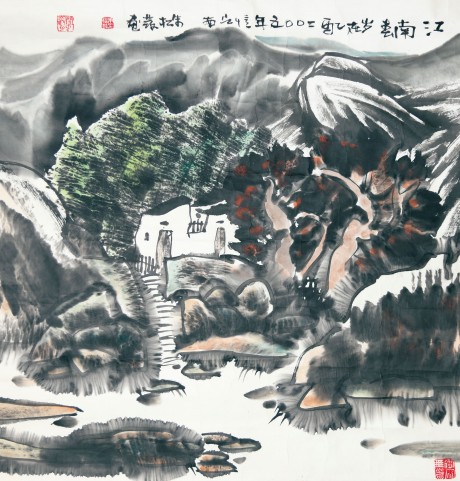 朱松发  山水镜片	68*68cm