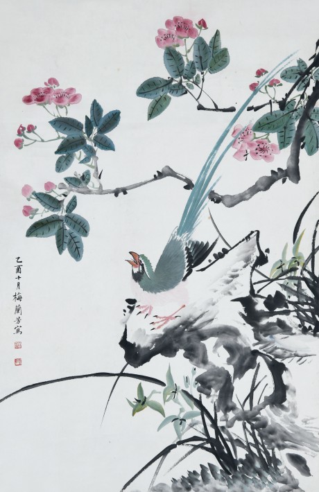 梅兰芳  花鸟立轴	68*45cm