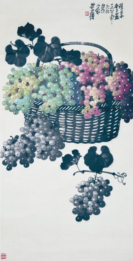 苏葆桢   葡萄立轴 99×51CM