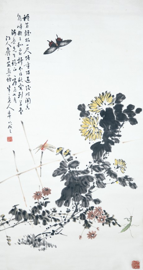 陈半丁  花卉立轴	95×51CM