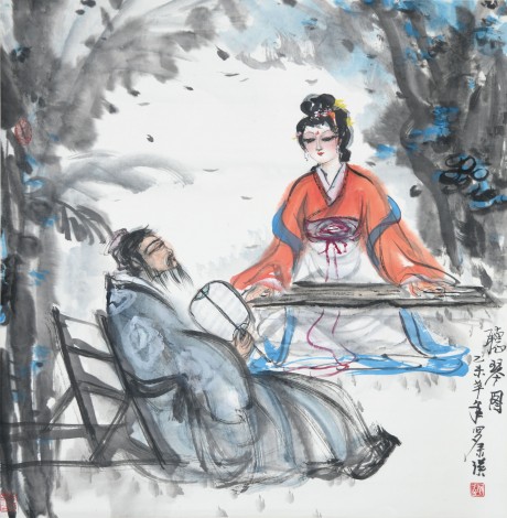 罗来瑛  人物立轴 67×67CM