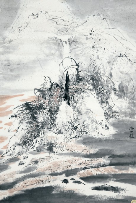 常进  山水镜片	67×46CM