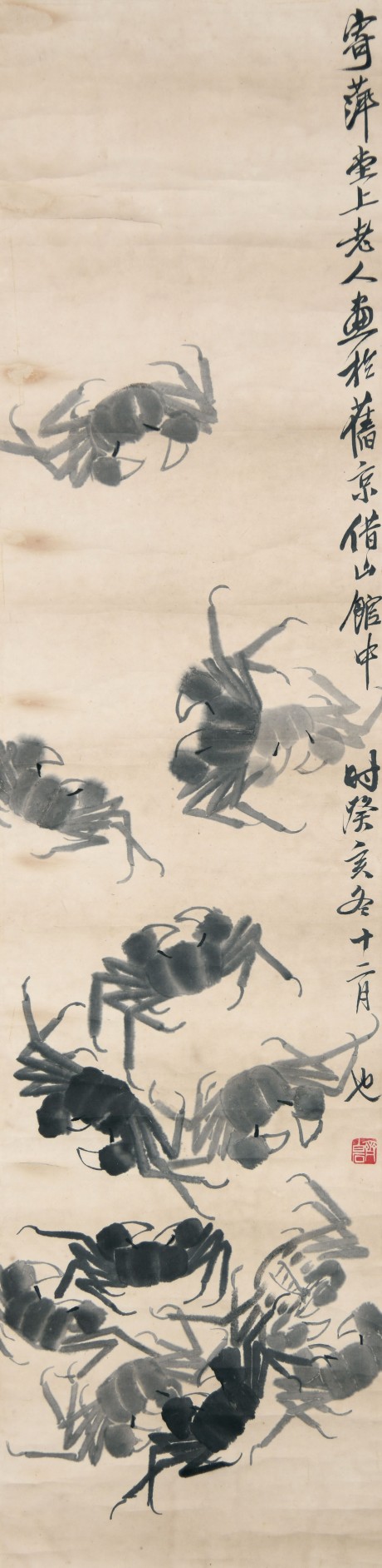 齐白石 螃蟹立轴 131×33CM