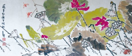 张继馨   花鸟镜框 135×67CM