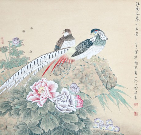 喻继高   花鸟立轴 67×63CM