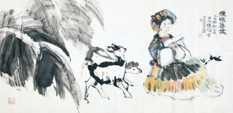 程十发 人物单片 136×68CM