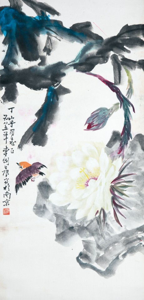 李剑晨  花鸟立轴 68×33CM