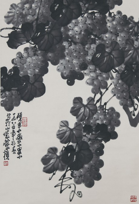 苏葆桢  葡萄立轴	68×45CM