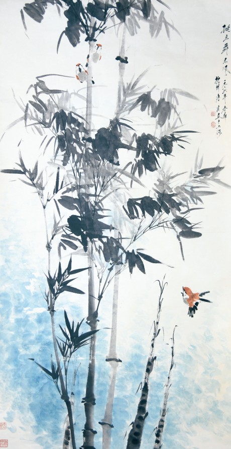 唐云  花鸟立轴 175×93CM