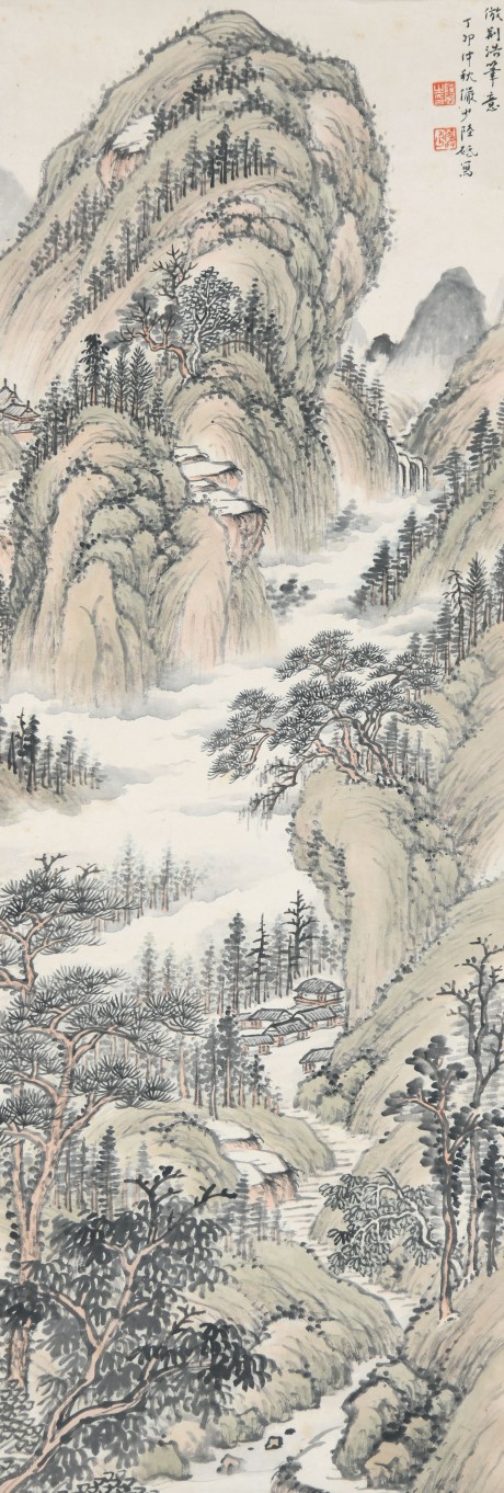 陆俨少 山水立轴 90×30CM