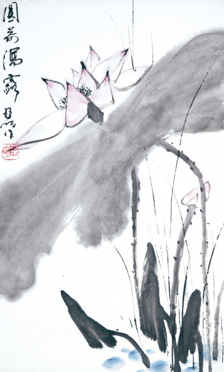 亚明  荷花立轴 68×42CM