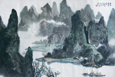 满维起  山水镜片	200×133CM