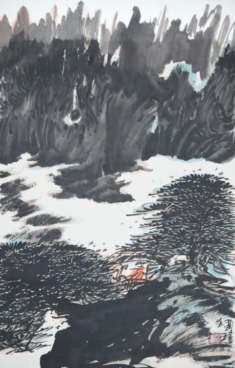 罗国维  山水立轴	68×44CM