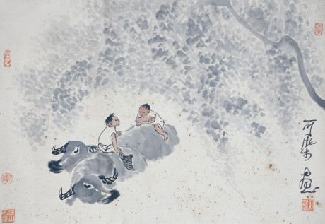 李可染  人物镜片 73×49CM