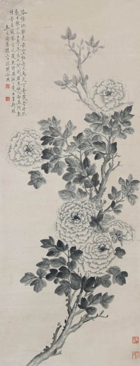 于非闇  花卉立轴 113×45CM