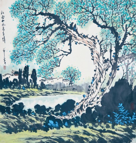 郑正  山水立轴 61×59CM