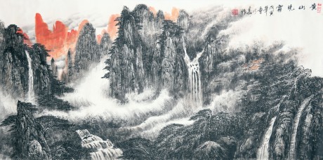 童乃寿 山水镜片 139×69CM